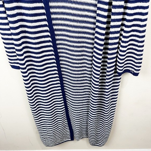 Zara Striped Knit Long Cardigan Sweater Dress Navy/White blogger’s favorite - Picture 4 of 7